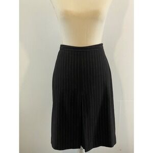 Ann Taylor Black Pinstripe Career Skirt Knee Length Women's Size 4